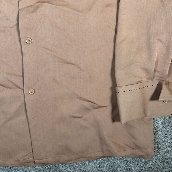 Crème De Silk Button‎ Shirt Mens 3XL Brown Long Sleeve Vintage Rayon Blend - Picture 5 of 10